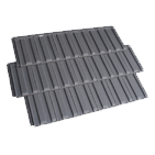 Three black coloured premium monier roof tiles on a transparent background